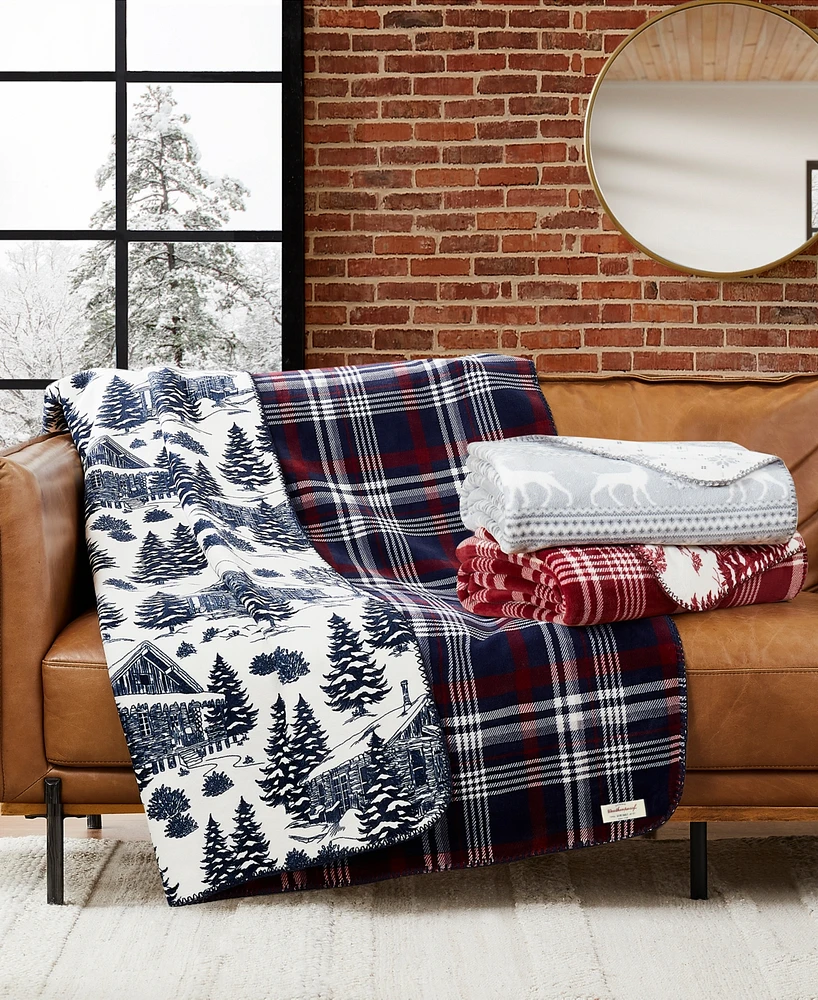 Weatherproof Reversible Plaid Throw, 50" x 70"