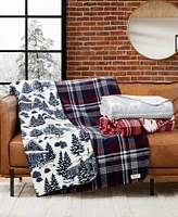 Weatherproof Reversible Plaid Throw, 50" x 70"