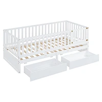 Streamdale Furniture Twin Wood Daybed with Guardrails and Drawers