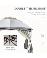 10' x 12' Outdoor Gazebo w/ Zippered Mesh and Steel Frame