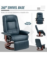 Streamdale Furniture Faux Leather Manual Recliner with Swivel Wood Base