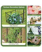 Givimo 87 Inches Garden Arbor with Lockable Gate Side Planters-Black