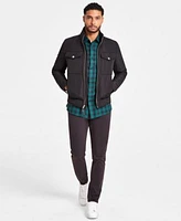 Michael Kors Mens Quilted Full Zip Biker Jacket Classic Fit Shadow Plaid Shirt Parker Slim Fit Stretch Jeans