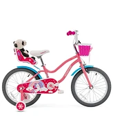 Gymax Inches Kids Bicycle w/ Doll Chair & Basket Kids Bike w/ Training Wheels Pink