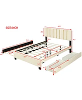 Luxury Velvet Upholstered Platform Bed with Trundle and Drawers