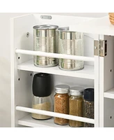 Kitchen Pantry Storage Cabinet w/ 5-tier Shelving, 12 Spice Racks