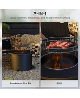 2-in-1 Smokeless Fire Pit with Grill