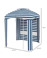 Portable Beach Umbrella with Double-Top Cabana