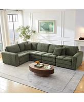 Streamdale Furniture Oversized 5-Seat Sectional Sofa with Corduroy Upholstery