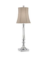 Belardo Traditional Luxury Style Console Table Lamp 32" Tall Clear Crystal Glass Taupe Bell Shade Decor for Living Room Bedroom House Bedside Nightsta