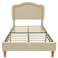 Streamdale Furniture Velvet Smart Led Bed Frame with Adjustable Headboard, Beige