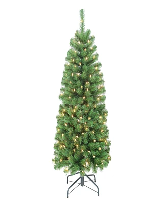 Puleo Pre-Lit Artificial Pencil Tree 4.5 ft