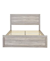 Streamdale Furniture Rustic White Platform Bed with Wooden Slats