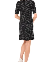 CeCe Women's Puff Sleeve Printed Knit Dress