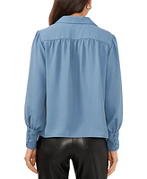 1.state Women's Collared Blouson-Sleeve Poet Blouse