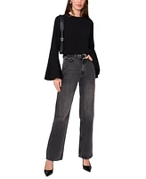 1.state Women's Crew Neck Wide Sleeve Blouse