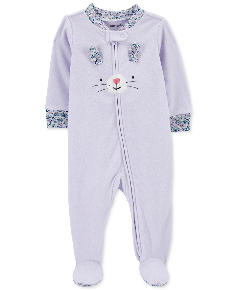 Carter's Baby Girls 1-Piece Fleece Zip-Up Footed Sleep & Play Pajamas