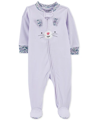 Carter's Baby Girls 1-Piece Fleece Zip-Up Footed Sleep & Play Pajamas