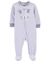 Carter's Baby Girls 1-Piece Fleece Zip-Up Footed Sleep & Play Pajamas