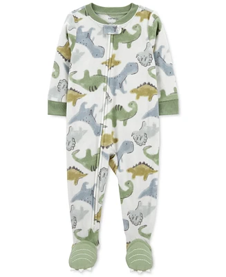 Carter's Baby Boy Dinosaur Printed Fleece Zip One-Piece