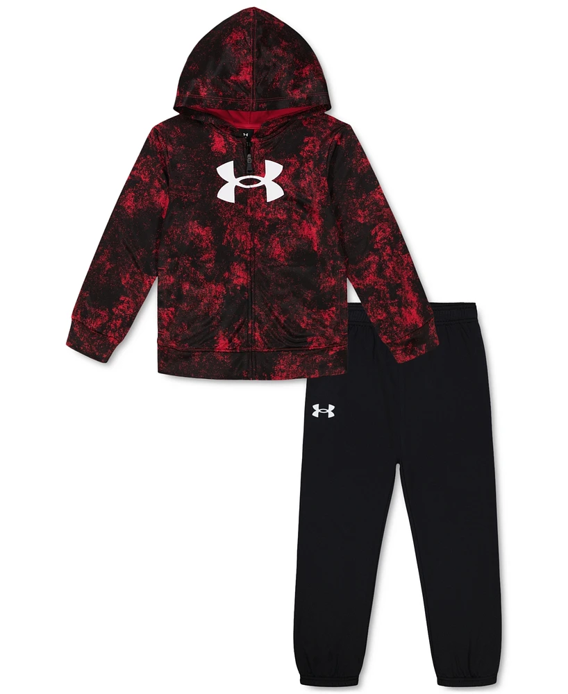 Under Armour Toddler & Little Boys 2-Pc. Printed Full-Zip Hoodie Solid Joggers Set