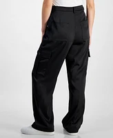 Dkny Jeans Petite High-Rise Satin Cargo Pants