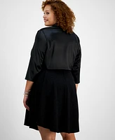 City Studios Trendy Plus Satin Open-Front Shrug