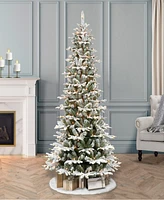 Puleo International 7.5 ft. Pre-Lit Slim Flocked Aspen Fir Artificial Christmas Tree with 450 Ul Clear Lights