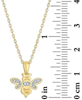 Diamond Accent Bee Pendant Necklace in 14k Gold-Plated Sterling Silver, 16" + 2" extender - Gold