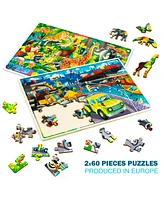 Quokka 4 x 60 Piece Wooden Puzzles for Kids Ages 4-6 – Cars Ships and Animals