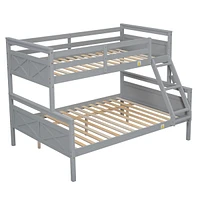 Streamdale Furniture Twin over Full Bunk Bed with ladder, Safety Guardrail, Perfect for Bedroom, Gray