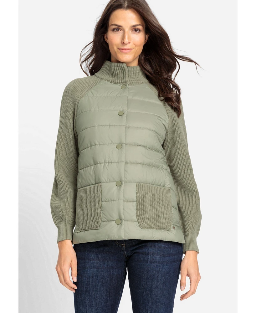 Olsen Women's Mixed Media Mock Neck Jacket