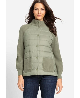 Olsen Women's Mixed Media Mock Neck Jacket