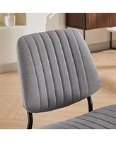 Modern Retro Linen Dining Chairs Set of 2 with Bentwood & Adjustable Feet