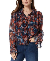 Sam Edelman Women's Ruffle-Trim Button-Down Blouse - Navy