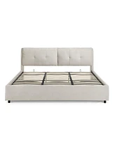 Streamdale Furniture King Size Upholstered Platform Bed with Headboard and Hydraulic Lift