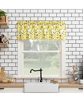 Sunny Sunflower Print Semi-Sheer Rod Pocket Kitchen Curtain Valance and Tiers Set