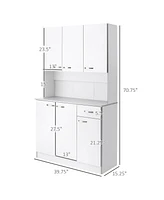 71" Modern Freestanding Kitchen Buffet Hutch With Server and Storage