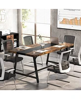 Tribesigns Dining Table for 8 People, 70.87-inch Rectangular Wood Kitchen Table with Strong Metal Frame, Industrial Large Long Dining Room Table for B