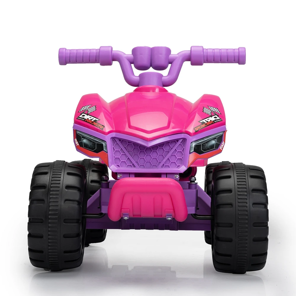 Streamdale Furniture Kids Ride-on Atv, 6V Battery Powered Electric Quad Car with Music, Led Lights and Spray Device,