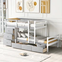 Streamdale Furniture Twin over Twin Loft Bunk Bed with Drawers and Ladder, Gray