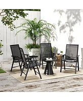 Folding Sling Patio Chairs with Armrests for Outdoor Relaxation