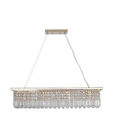 Streamdale Furniture Modern Gold Rectangle Raindrop Chandelier for Dining Room & Kitchen