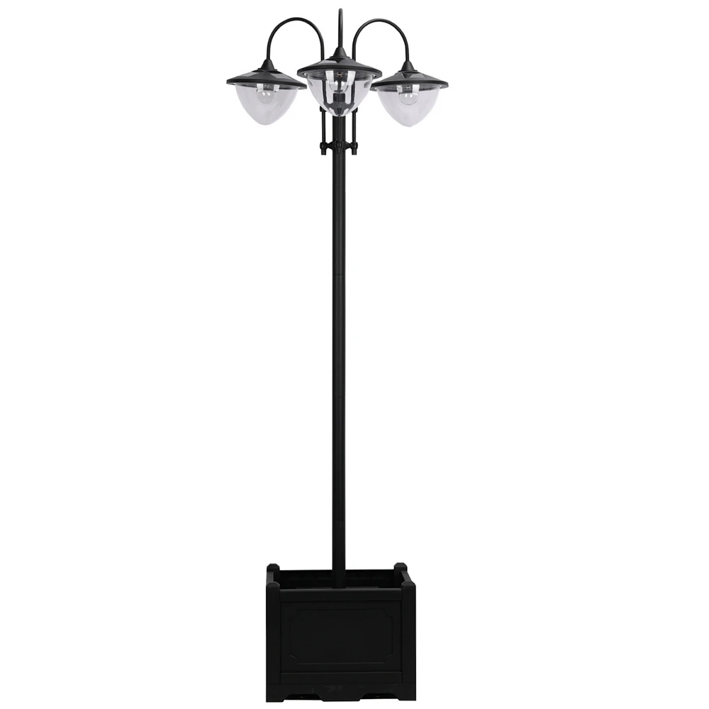 Streamdale Furniture Solar Lamp Post with Planter, 6 Hour Led Lighting