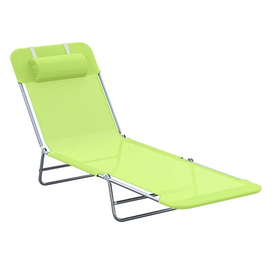 Simplie Fun Folding Chaise Lounge Chairs with Pillow & Mesh for Outdoors