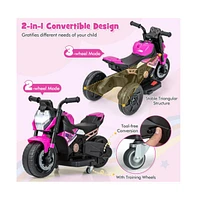 Vebreda Kids Ride-on Motorcycle 6V Battery Powered Motorbike with Detachable Training Wheels-Pink