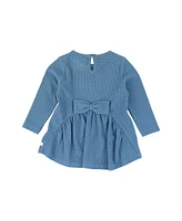 RuffleButts Toddler Girls Waffle Knit Long Sleeve Bow Back Top