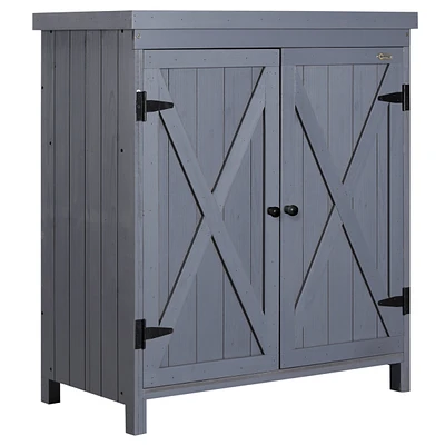 Simplie Fun Outdoor Storage Cabinet with Galvanized Top and Shelves