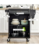 Streamdale Furniture Rolling Kitchen Island Cart with Stainless Steel Countertop and Storage