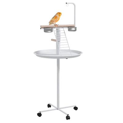 Simplie Fun Bird Stand with Wheels, Perches, and Bowls